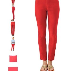 Gretchen Scott Design Gripeless Pull on Bold Red Straight Leg Pants